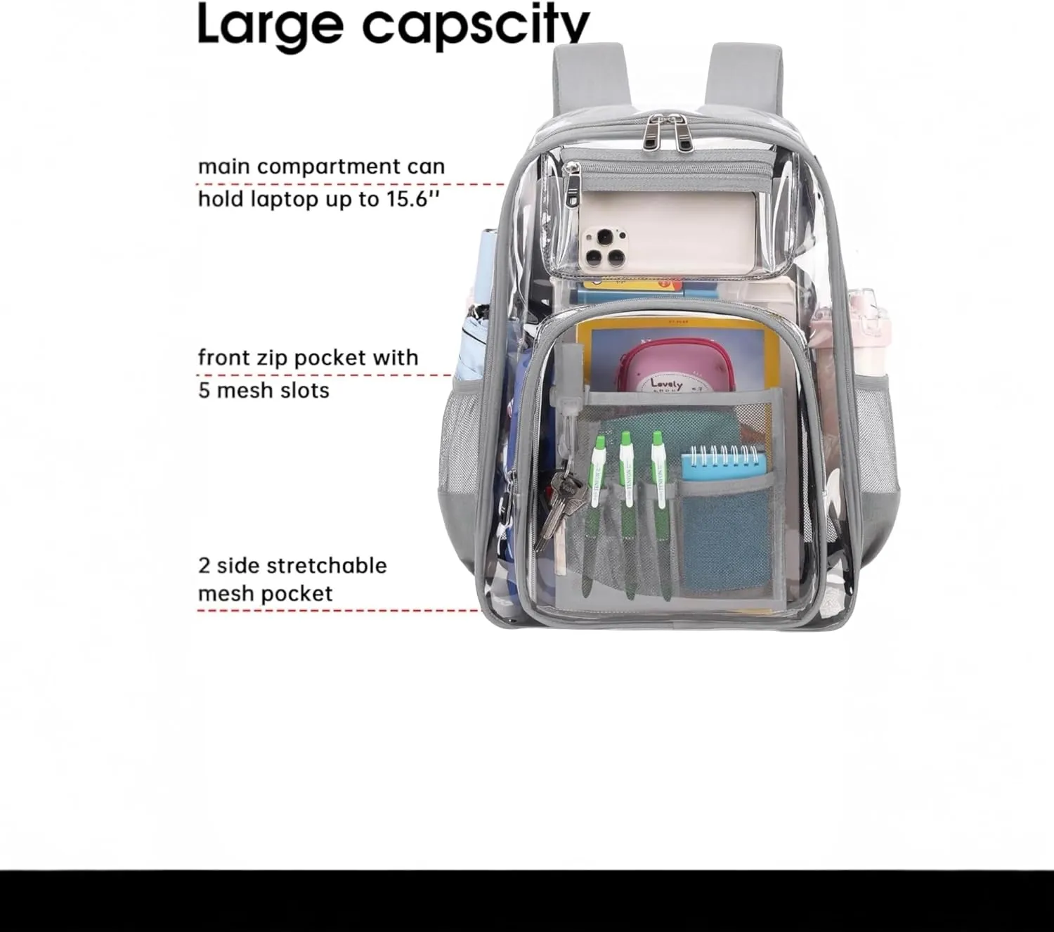 Clear Backpack Heavy Duty - For Concert Sport Work Venues Bookbag Waterproof Stadium Approved See Through Transparent Pvc Backpack Large- For Youths And Adults