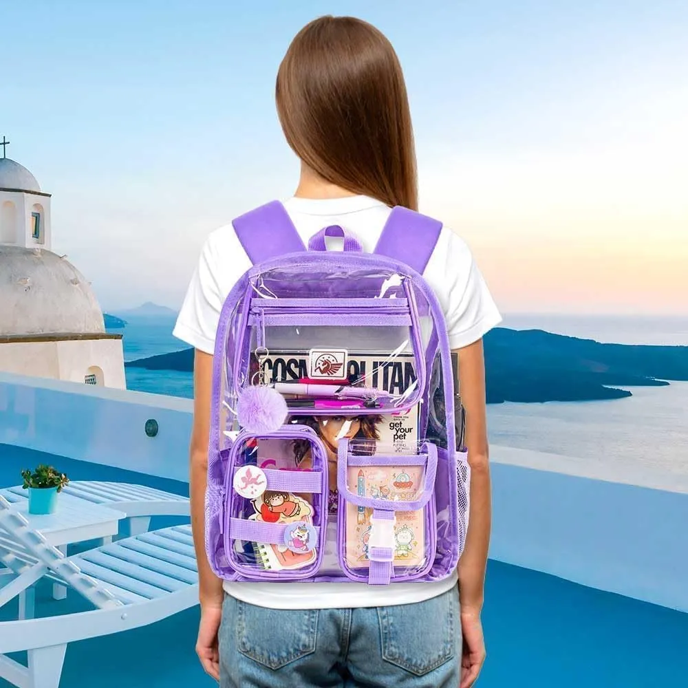 Clear Backpack, Heavy Duty Transparent Bookbag for Women and Men
