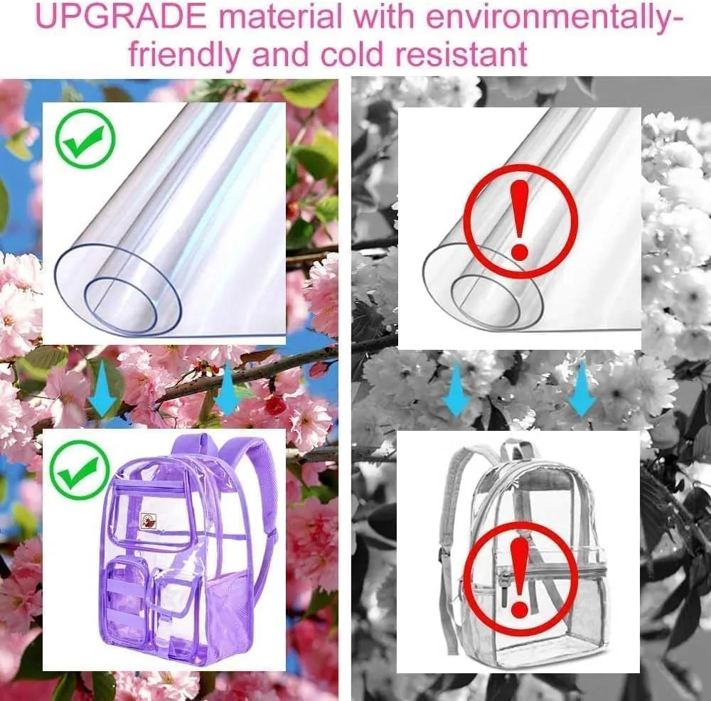 Clear Backpack, Heavy Duty Transparent Bookbag for Women and Men