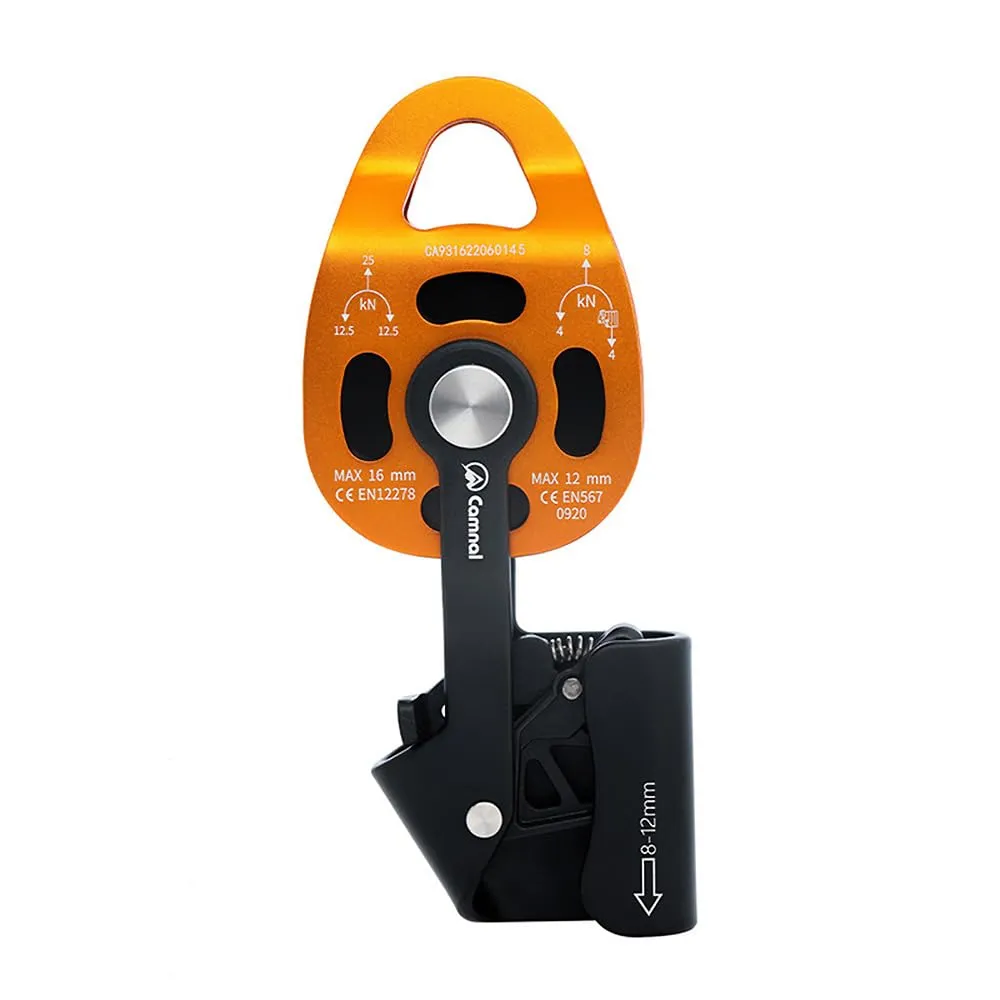 Climbing Lift Pulley One-Way Climbing Ascender Pulley, Heavy Object Lifter Ascender Device, for Mountaineering, Caving, Aerial Work, Rescue, Heavy Lifting and so on (7.48, Gold, 1)