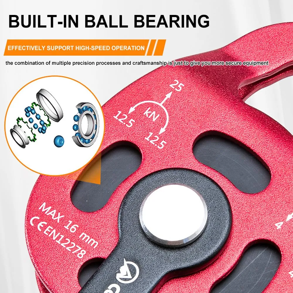 Climbing Lift Pulley One-Way Climbing Ascender Pulley, Heavy Object Lifter Ascender Device, for Mountaineering, Caving, Aerial Work, Rescue, Heavy Lifting and so on (7.48, Gold, 1)