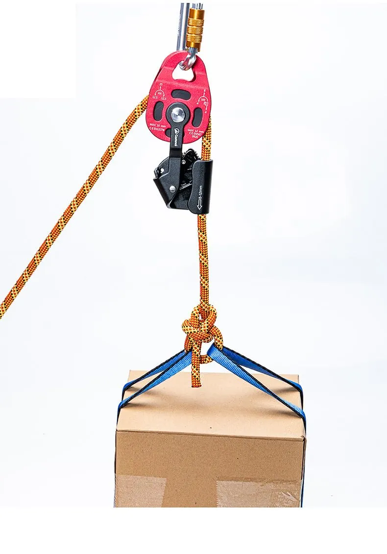 Climbing Lift Pulley One-Way Climbing Ascender Pulley, Heavy Object Lifter Ascender Device, for Mountaineering, Caving, Aerial Work, Rescue, Heavy Lifting and so on (7.48, Gold, 1)