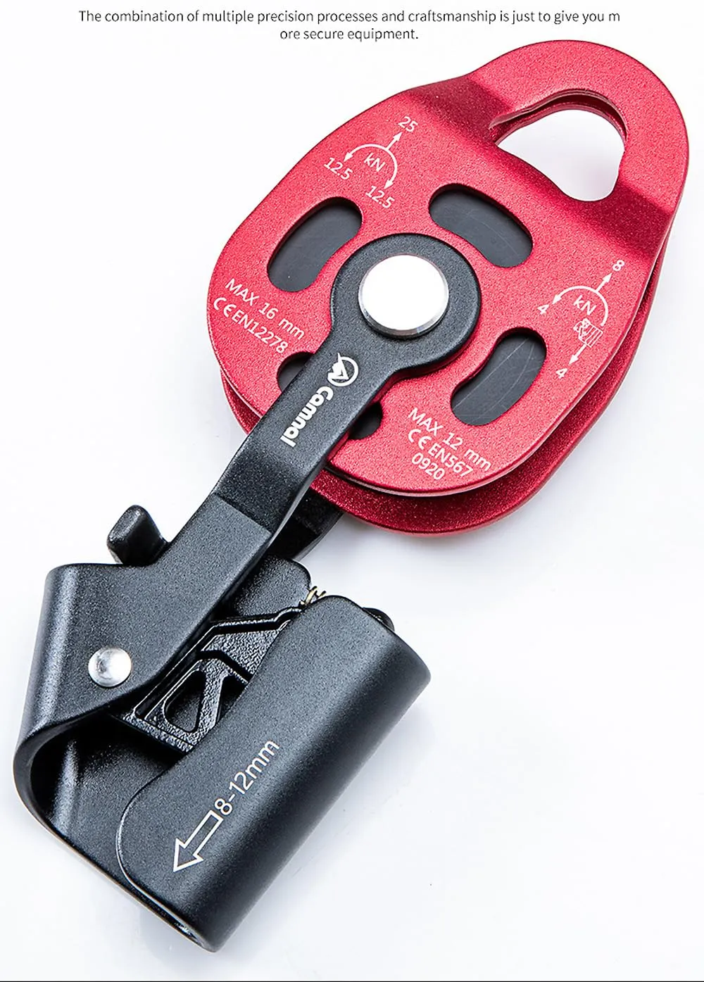 Climbing Lift Pulley One-Way Climbing Ascender Pulley, Heavy Object Lifter Ascender Device, for Mountaineering, Caving, Aerial Work, Rescue, Heavy Lifting and so on (7.48, Gold, 1)