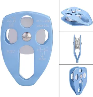 Climbing Pulley, 32KN Versatile General Purpose Small Aluminum Rope Pulleys for Rock Climbing Caving Pulley System and Other Outdoor Activities Silver Blue