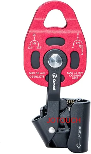 Climbing Pulley Aluminium Heavy Duty Ascender Riser Pulley 4KN Single Swivel Rope Pulley Rescue Equipment for 8-12mm Rope(Red)