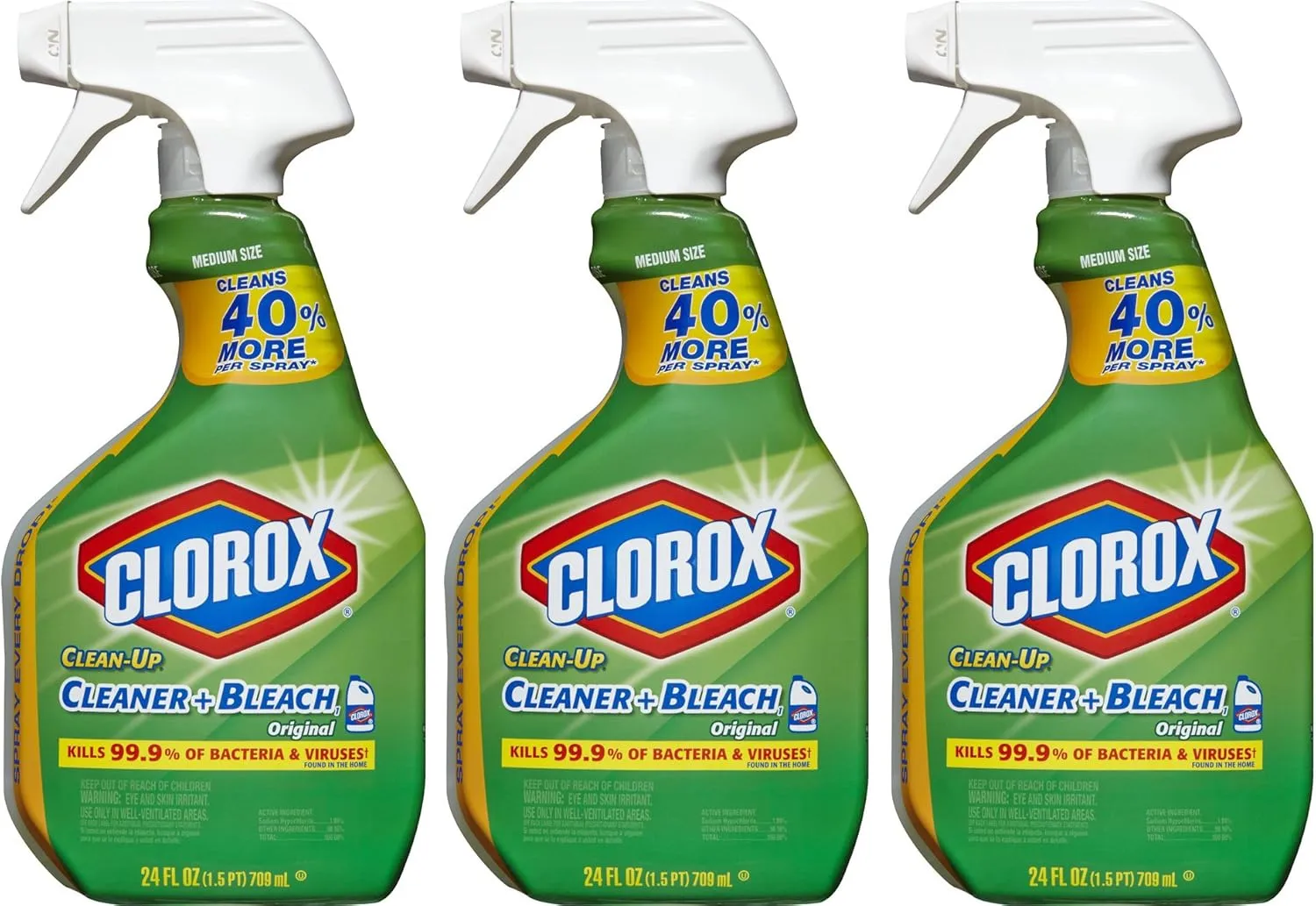 Clorox Clean-Up Bleach Cleaner Spray Value 24 Fl Oz (Pack of 3)