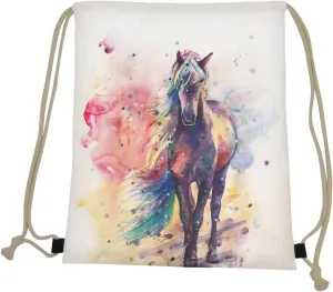 COEQINE Horse Gift Drawstring Bag Casual Backpack Sport Gym Sackpack for Women Men Girls Boys