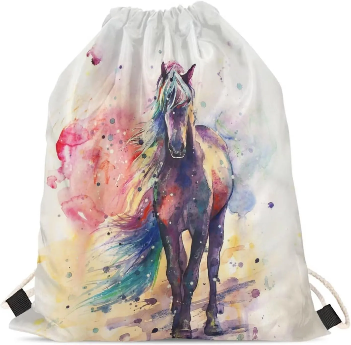 COEQINE Horse Gift Drawstring Bag Casual Backpack Sport Gym Sackpack for Women Men Girls Boys