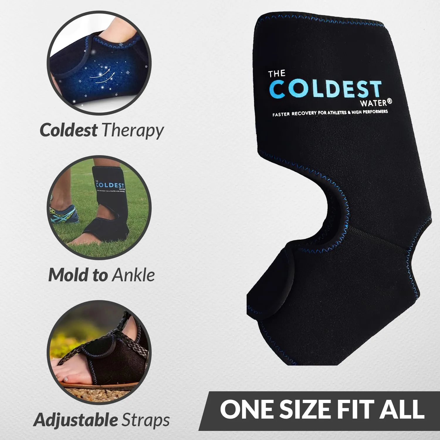 Coldest Foot Ankle Achilles Tendonitis Icing Pain Relief Ice Wrap with Cold Compression Gel Packs | Best for Achilles Tendon Injuries, Plantar Fasciitis, Heel and Sore Feet Cold Therapy