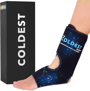Coldest Foot Ankle Achilles Tendonitis Icing Pain Relief Ice Wrap with Cold Compression Gel Packs | Best for Achilles Tendon Injuries, Plantar Fasciitis, Heel and Sore Feet Cold Therapy