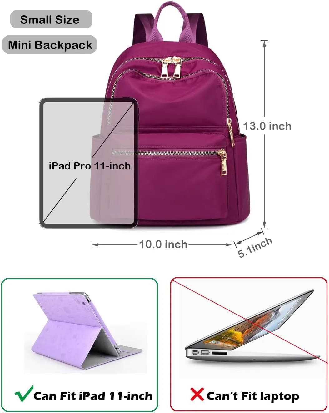 Collsants Small Backpack for Women - Mini Nylon Day Pack Fashion Backpack (Grey)
