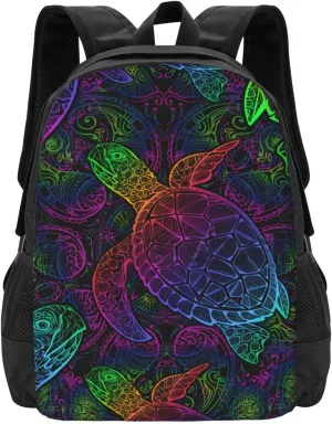 Colored Turtles Mandalas Lightweight Packable Backpack Travel Casual Large Capacity Daypack Foldable Backpack For Men Women