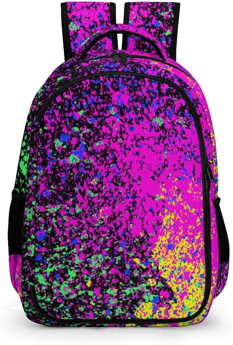 Colorfu Paint Splatter on Black Capacity Commuter Lightweight Fashion Travel Backpack Unisex