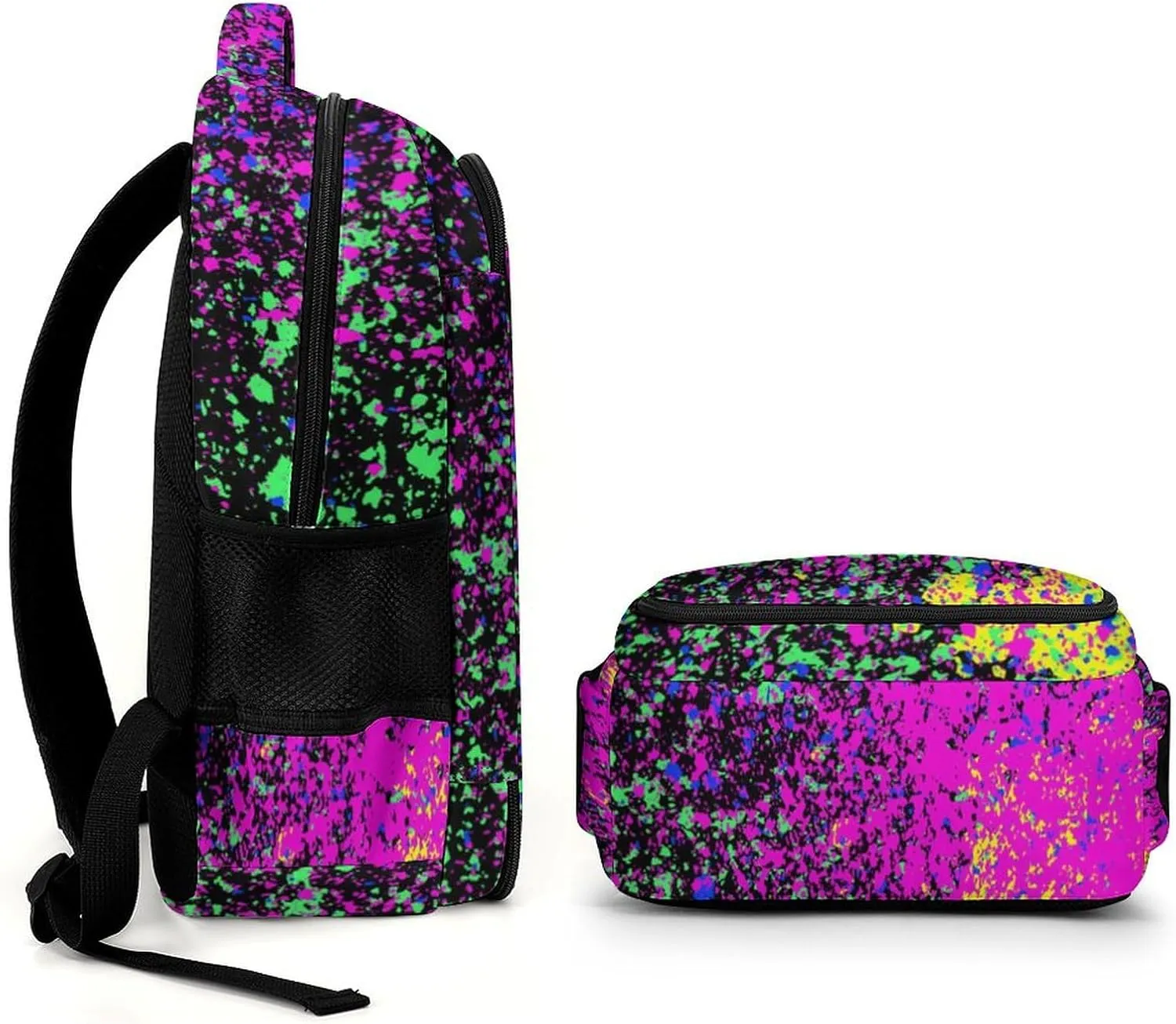 Colorfu Paint Splatter on Black Capacity Commuter Lightweight Fashion Travel Backpack Unisex