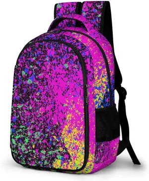 Colorfu Paint Splatter on Black Capacity Commuter Lightweight Fashion Travel Backpack Unisex