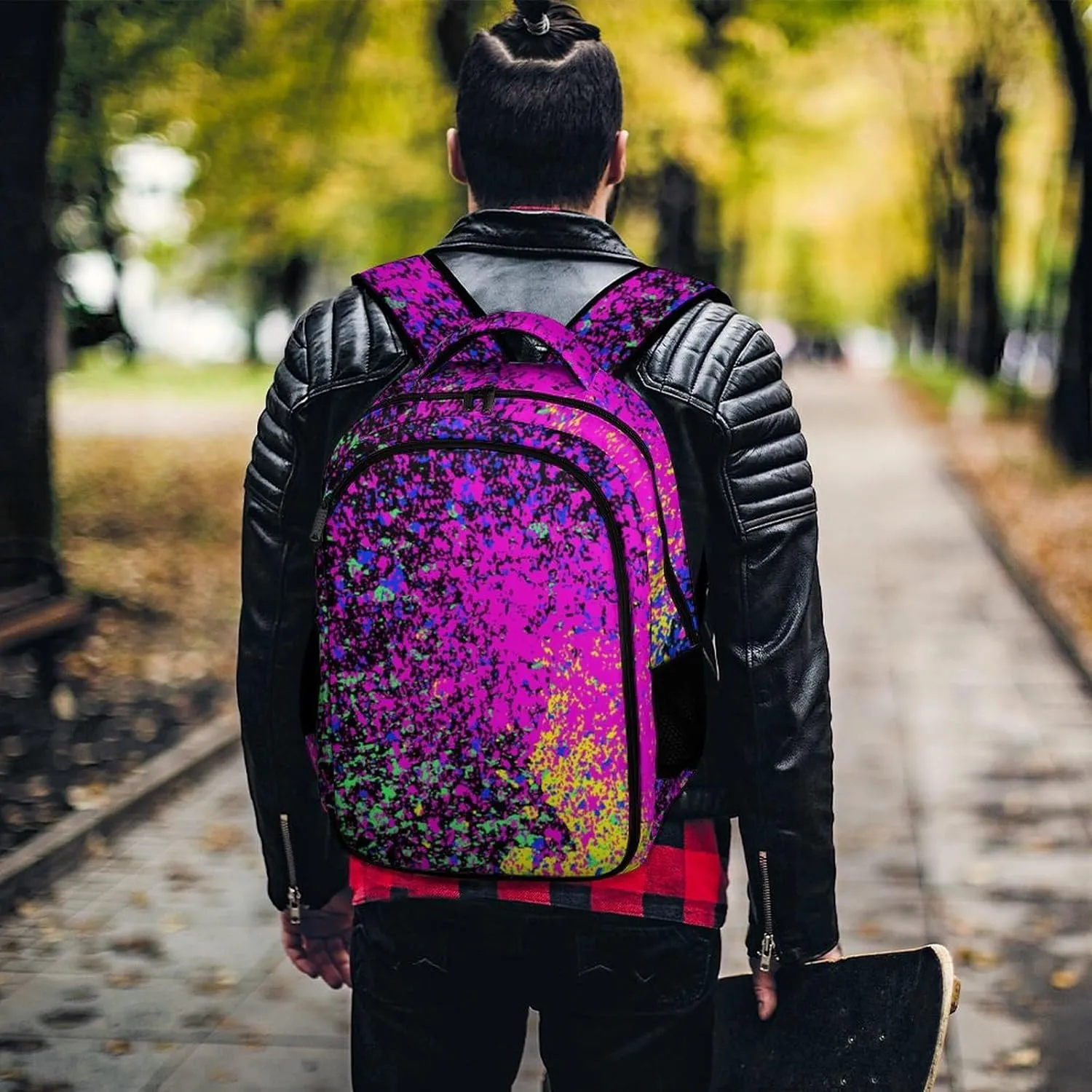 Colorfu Paint Splatter on Black Capacity Commuter Lightweight Fashion Travel Backpack Unisex