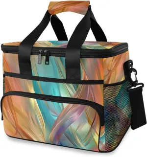 Colorful Abstract Neon Cooler Bag Insulated Cooler Soft Sided Cooler 24 Can Portable Picnic Bag Large Leakproof Lunch Bag Box for Beach Grocery Camping Travel Car Men Women
