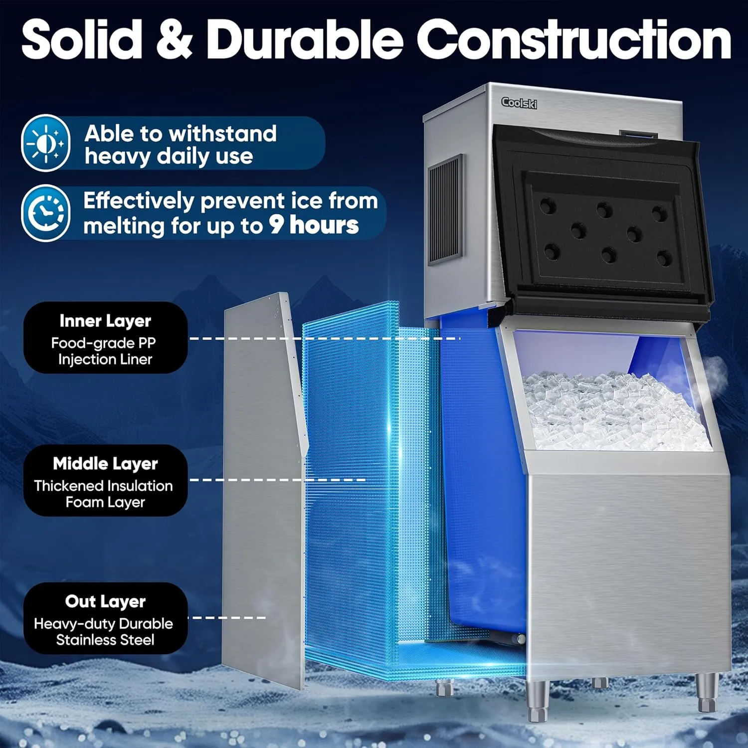 Commercial Ice Maker Machine 350LB/24H, 22'' Air Cooled Ice Machine Commercial Clear Cube/Efficient Cooling/Durable Construction, Ideal for Restaurants/Bars/Hotels, ETL Approved