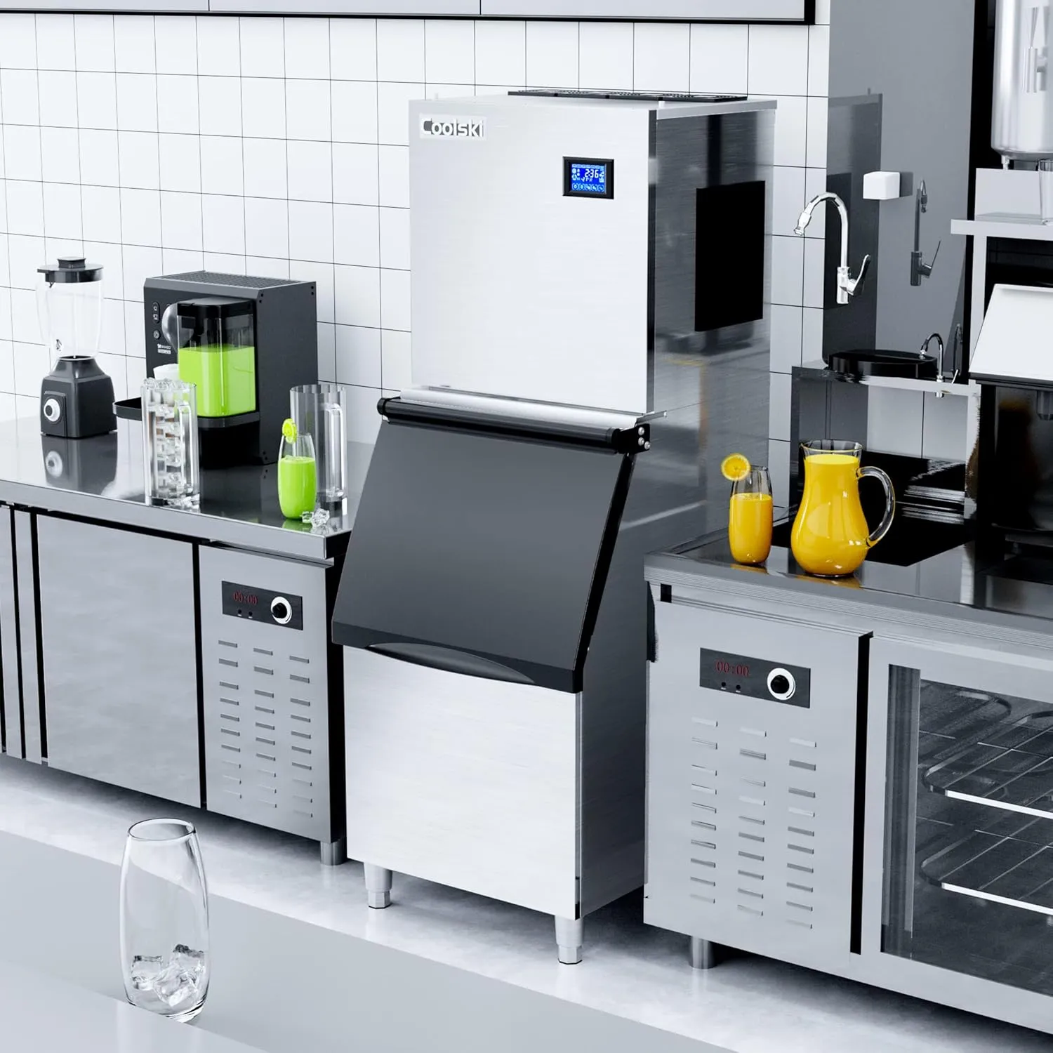 Commercial Ice Maker Machine 350LB/24H, 22'' Air Cooled Ice Machine Commercial Clear Cube/Efficient Cooling/Durable Construction, Ideal for Restaurants/Bars/Hotels, ETL Approved