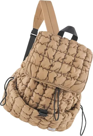 CONTAIL 18L Quilted Puffer Backpack for Women,Lightweight Puffy Hiker Pack,Khaki