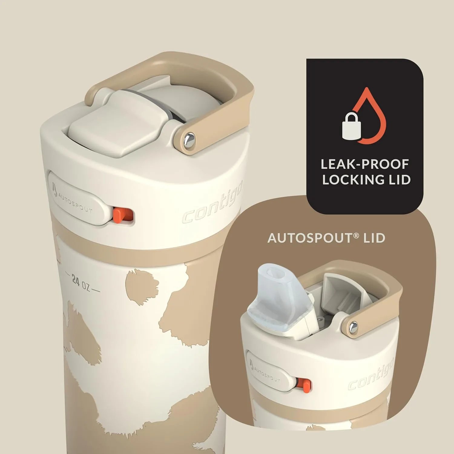 Contigo X Ally Love Ashland Chill 2.0, AutoSpout Lid, 24oz, Oatmilk Cowhide Couture
