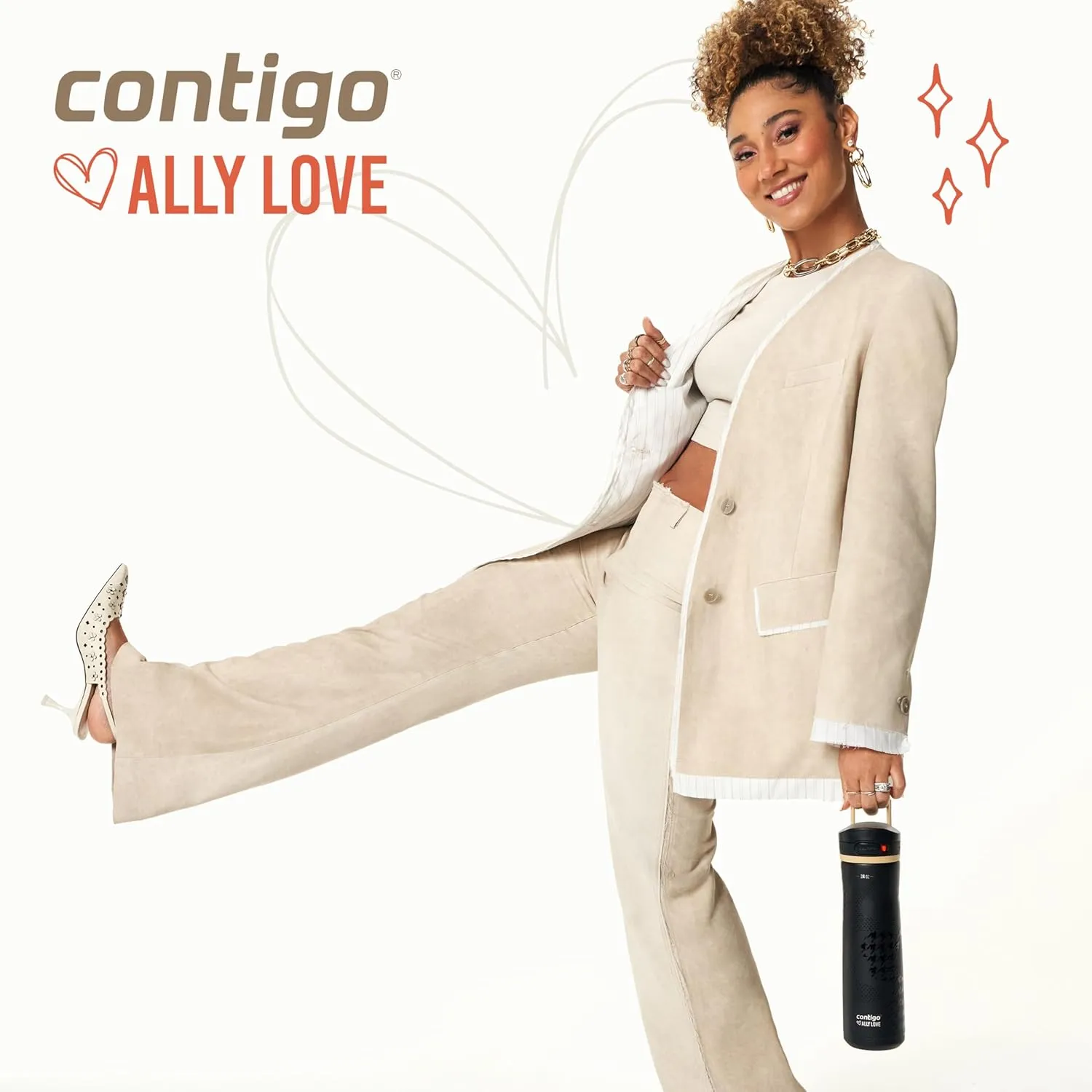 Contigo x Ally Love Jackson Chill 2.0, Stainless Steel, Autopop Lid, 24oz, Oatmilk