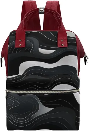 Contour Topography Map Pattern Diaper Bag for Women Large Capacity Daypack Waterproof Mommy Bag Travel Laptop Backpack