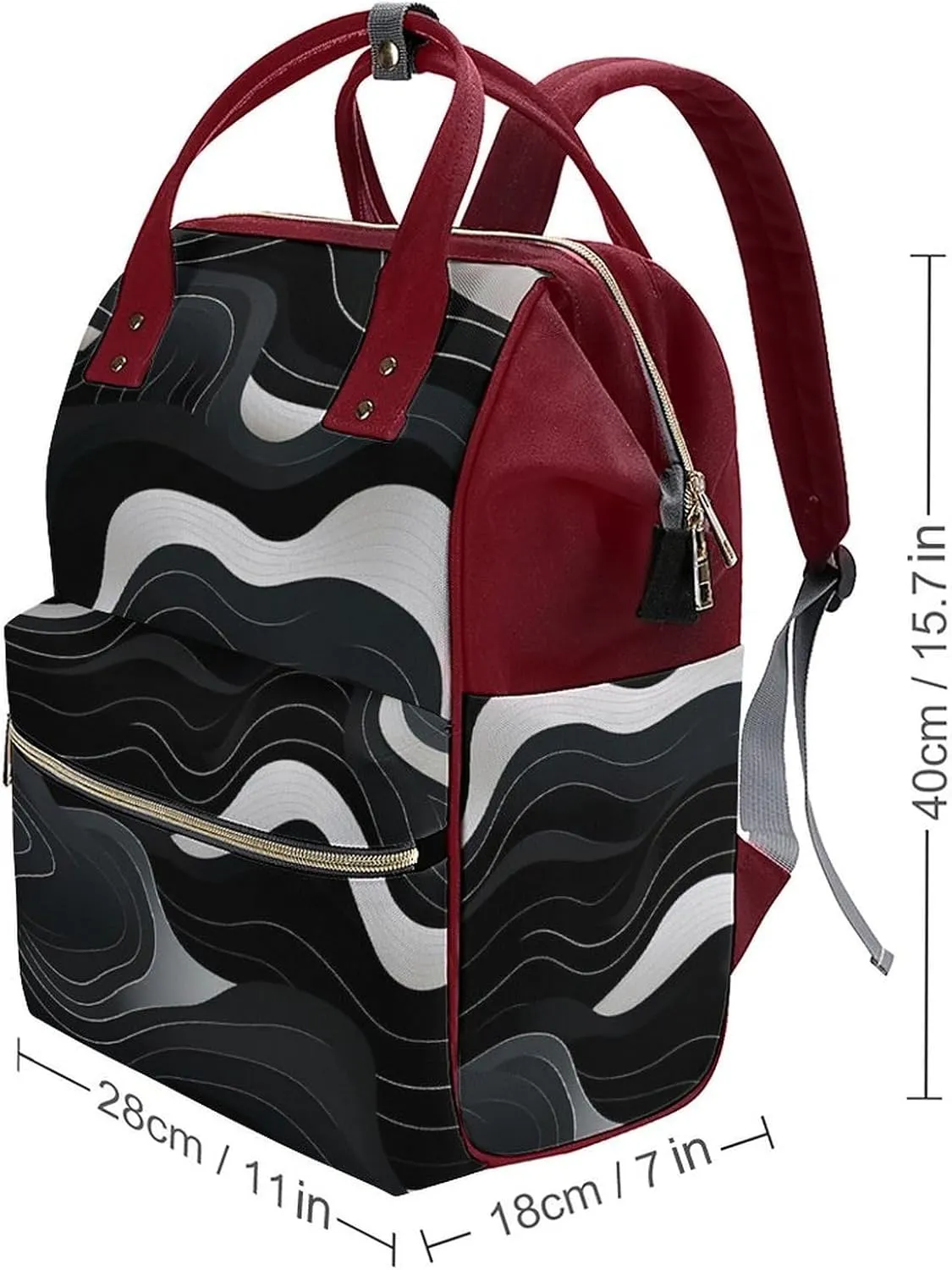 Contour Topography Map Pattern Diaper Bag for Women Large Capacity Daypack Waterproof Mommy Bag Travel Laptop Backpack