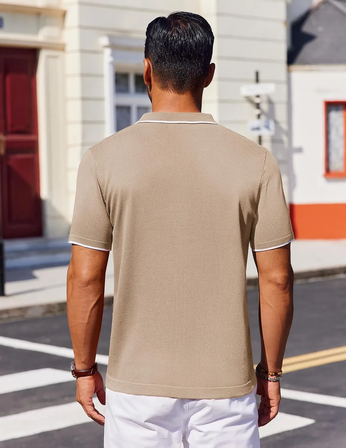 COOFANDY Mens Polo Shirts Short Sleeve Casual Knit Polo Shirt Vintage Golf T Shirts Old Money Tops