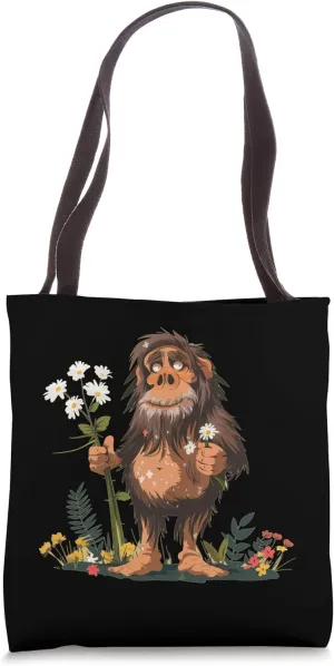 Cool cave dweller with flowers for ice age lovers Tote Bag