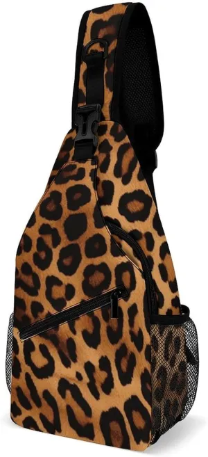 Cool Cheetah Leopard Sling Bag with Rfid Blocking Causal Mens Crossbody Bag Lightweight Chest Pack Large Man Purse Travel Crossbody Backpack Shoulder Sling Backpack for Hiking Running Cycling