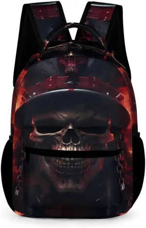 Cool Flaming Skull Laptop Backpack Lightweight Computer Bag Travel Daypacks for Work Business
