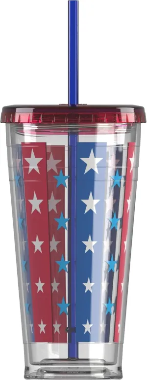 COOL GEAR 24oz Chiller 3-Pack - Patriotic | Double Wall Insulated, Top Shelf Dishwasher Safe, BPA-Free | Not for Hot Liquids, Handle with Care | Perfect for Summer, BBQs, and Celebrations