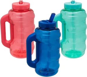 COOL GEAR 3-Pack BEAST 64 oz Jug with Handle | Large Capacity Water bottle for Athletes, Fitness, Gym, & Outdoor Sports | Wide mouth, Leak proof - Variety Pack