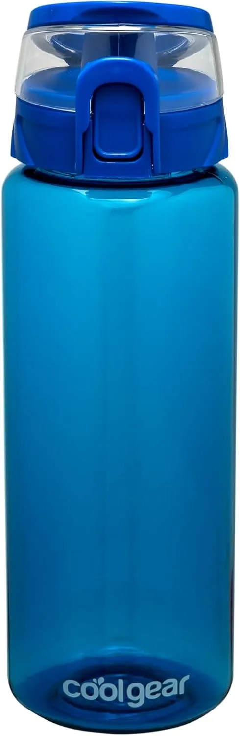 COOL GEAR 3-Pack Tritan Plastic 32 oz Cylinder Water Bottle with Halo Top Lid | Dishwasher Safe, Leakproof, Shatter-Resistant Water Bottle With Easy Carry Loop | Variety Pack