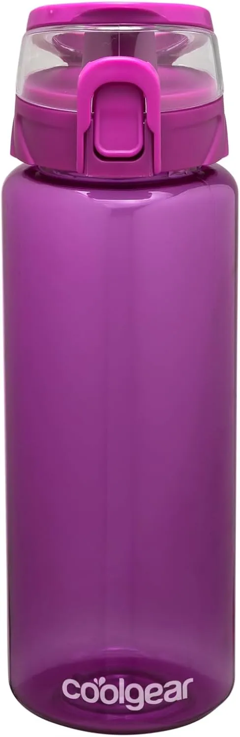 COOL GEAR 3-Pack Tritan Plastic 32 oz Cylinder Water Bottle with Halo Top Lid | Dishwasher Safe, Leakproof, Shatter-Resistant Water Bottle With Easy Carry Loop | Variety Pack