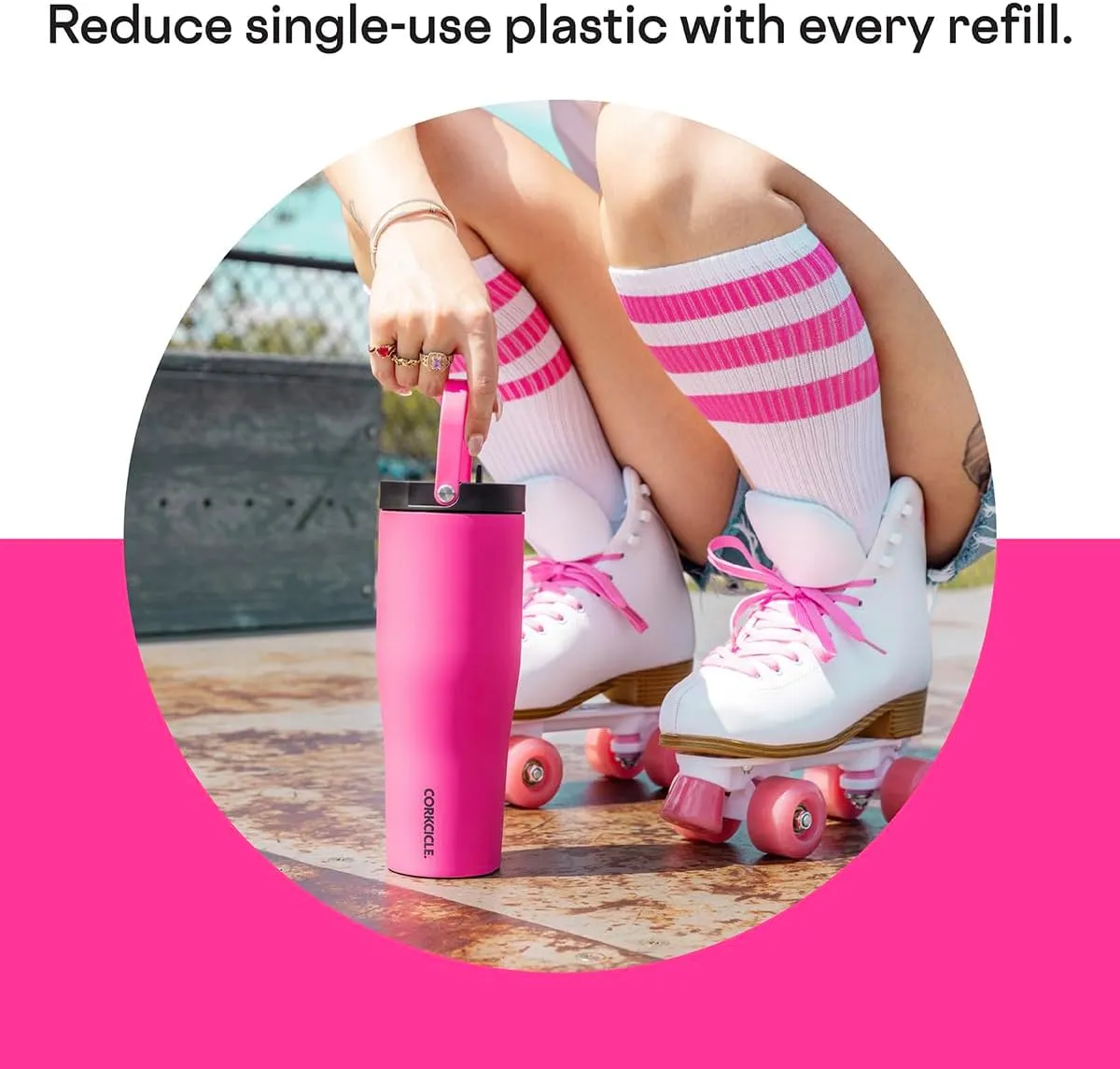 Corkcicle Go Cup XL Insulated Tumbler with Lid and Straw, Dragonfuit, 30 oz – Reusable Water Bottle Keeps Beverages Cold for 12hrs – Cupholder Friendly Tumbler, Leak-Proof Design