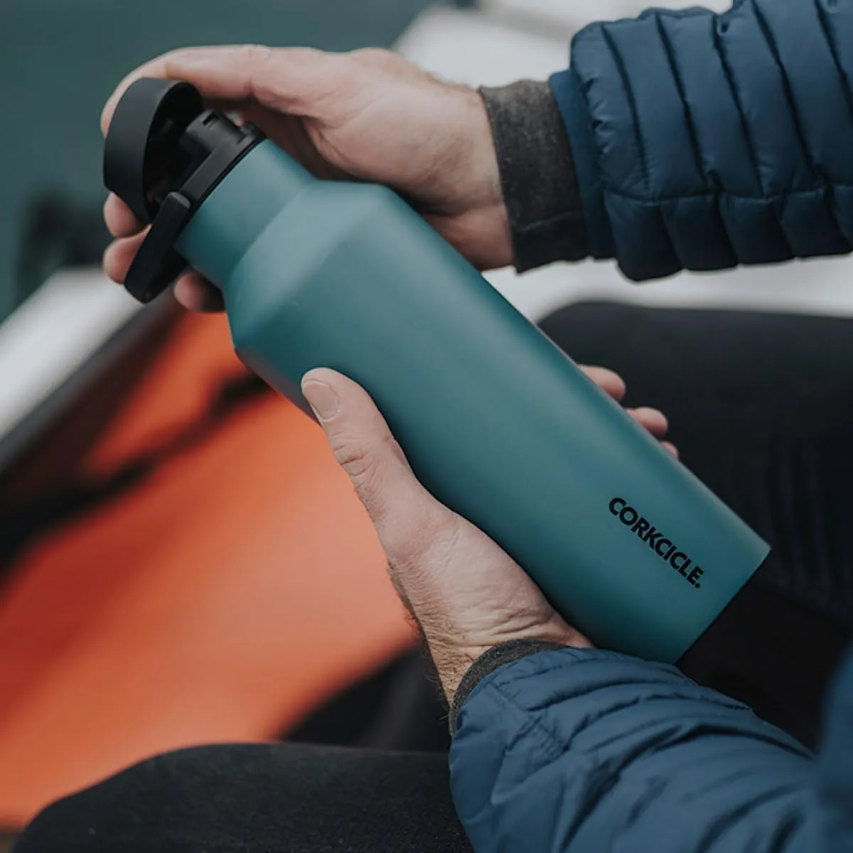 Corkcicle Sport Canteen Insulated Tumbler, Flint, 20 oz – Reusable Water Bottle Keeps Beverages Cold for 25 Hours & Hot 12 Hours – Cupholder Friendly Tumbler with Screw-On Cap