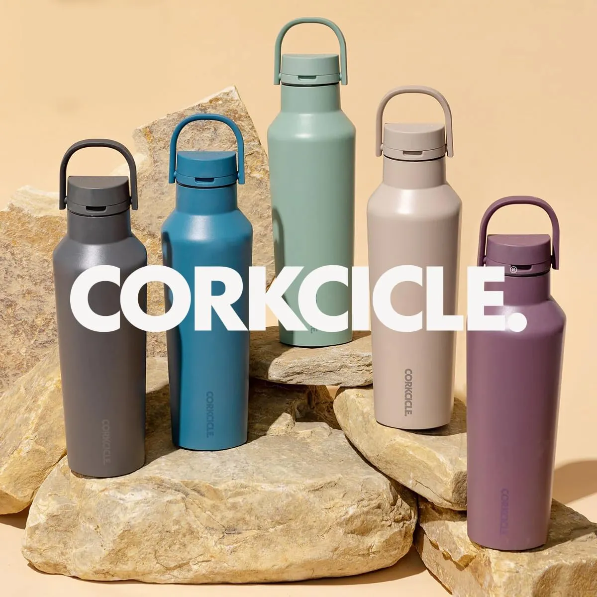 Corkcicle Sport Canteen Insulated Tumbler, Flint, 20 oz – Reusable Water Bottle Keeps Beverages Cold for 25 Hours & Hot 12 Hours – Cupholder Friendly Tumbler with Screw-On Cap