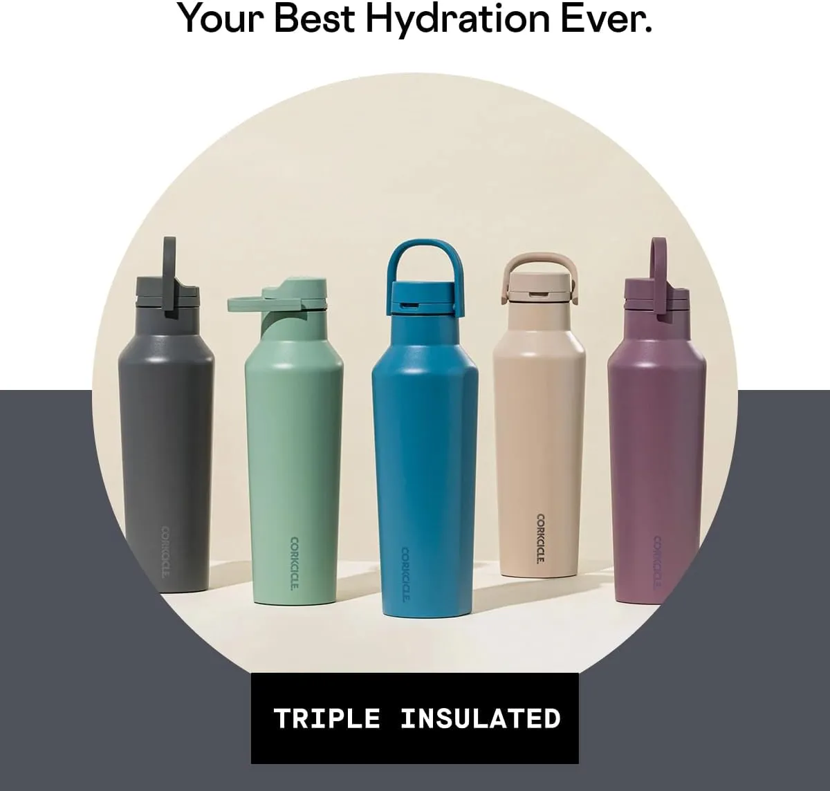 Corkcicle Sport Canteen Insulated Tumbler, Flint, 20 oz – Reusable Water Bottle Keeps Beverages Cold for 25 Hours & Hot 12 Hours – Cupholder Friendly Tumbler with Screw-On Cap