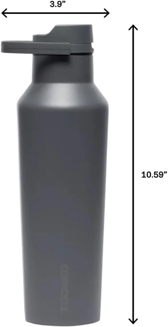 Corkcicle Sport Canteen Insulated Tumbler, Flint, 20 oz – Reusable Water Bottle Keeps Beverages Cold for 25 Hours & Hot 12 Hours – Cupholder Friendly Tumbler with Screw-On Cap