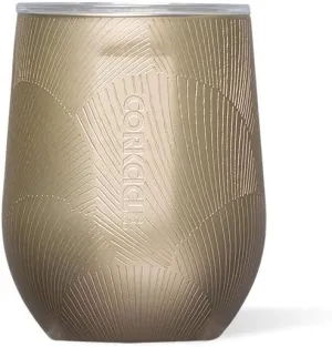 Corkcicle Stemless Insulated Wine Glass Tumbler, Champagne Dreams, 12 oz – Stainless Steel Stemless Wine Glass Keeps Beverages Cold for 6 Hours, Hot for 3 Hours – Non-Slip, Easy-Grip Insulated Cup
