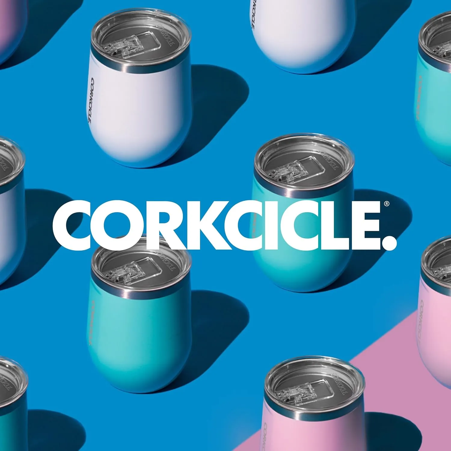 Corkcicle x Rifle Paper Co. Stemless Insulated Wine Glass Tumbler, Blush Lively Floral, 12 oz – Stainless Steel Stemless Wine Glass Keeps Beverages Cold 6hrs, Hot 3hrs – Non-Slip, Easy-Grip Insulated