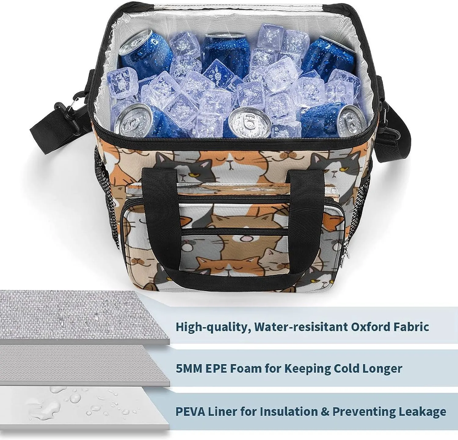 Cow Pattern Spots Texture Portable 22.5L Soft Cooler Bag for Car Camping Animal Skin Leakproof Ice Chest with Adjustable Strap Insulated Lunch Box for Work Hiking Picnic