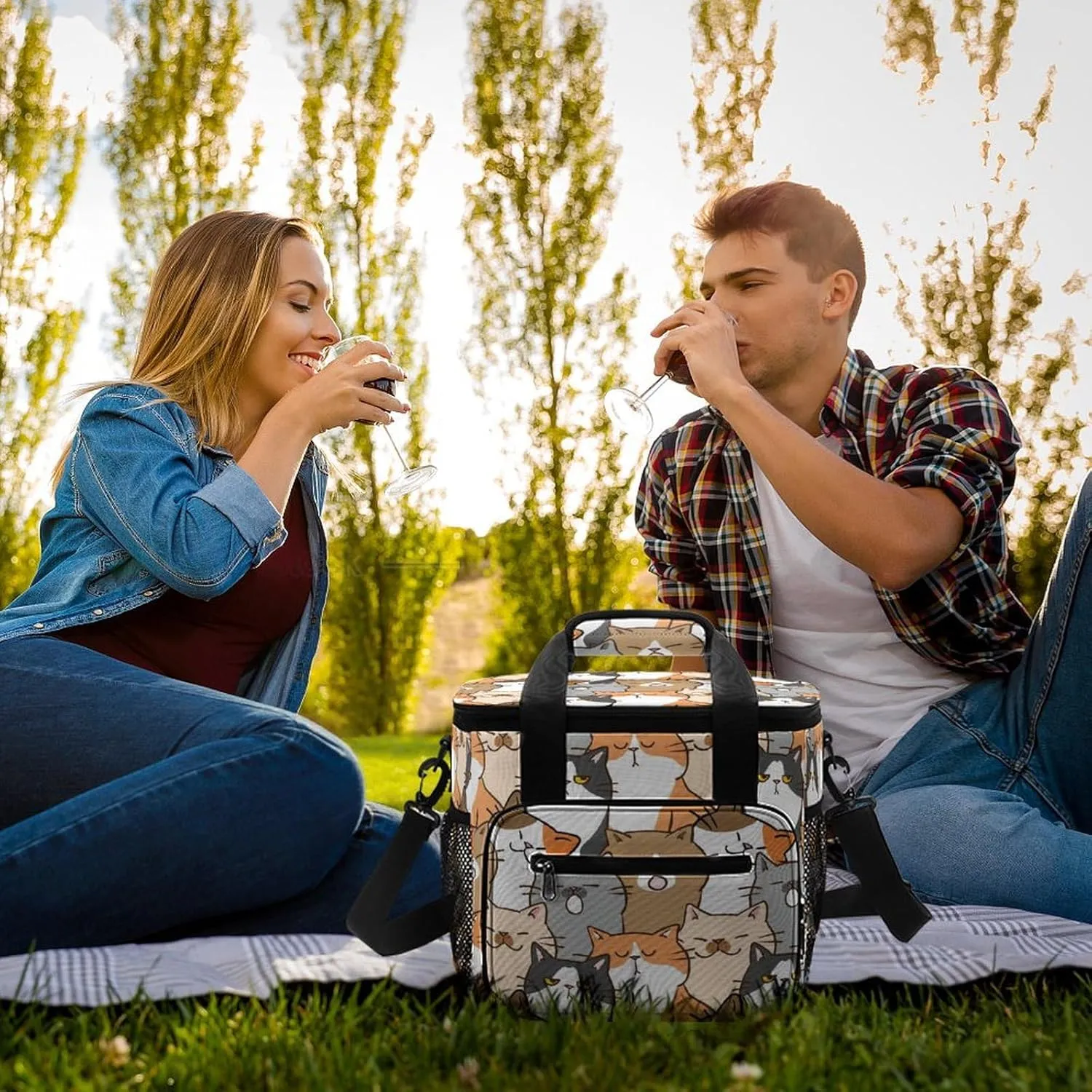 Cow Pattern Spots Texture Portable 22.5L Soft Cooler Bag for Car Camping Animal Skin Leakproof Ice Chest with Adjustable Strap Insulated Lunch Box for Work Hiking Picnic