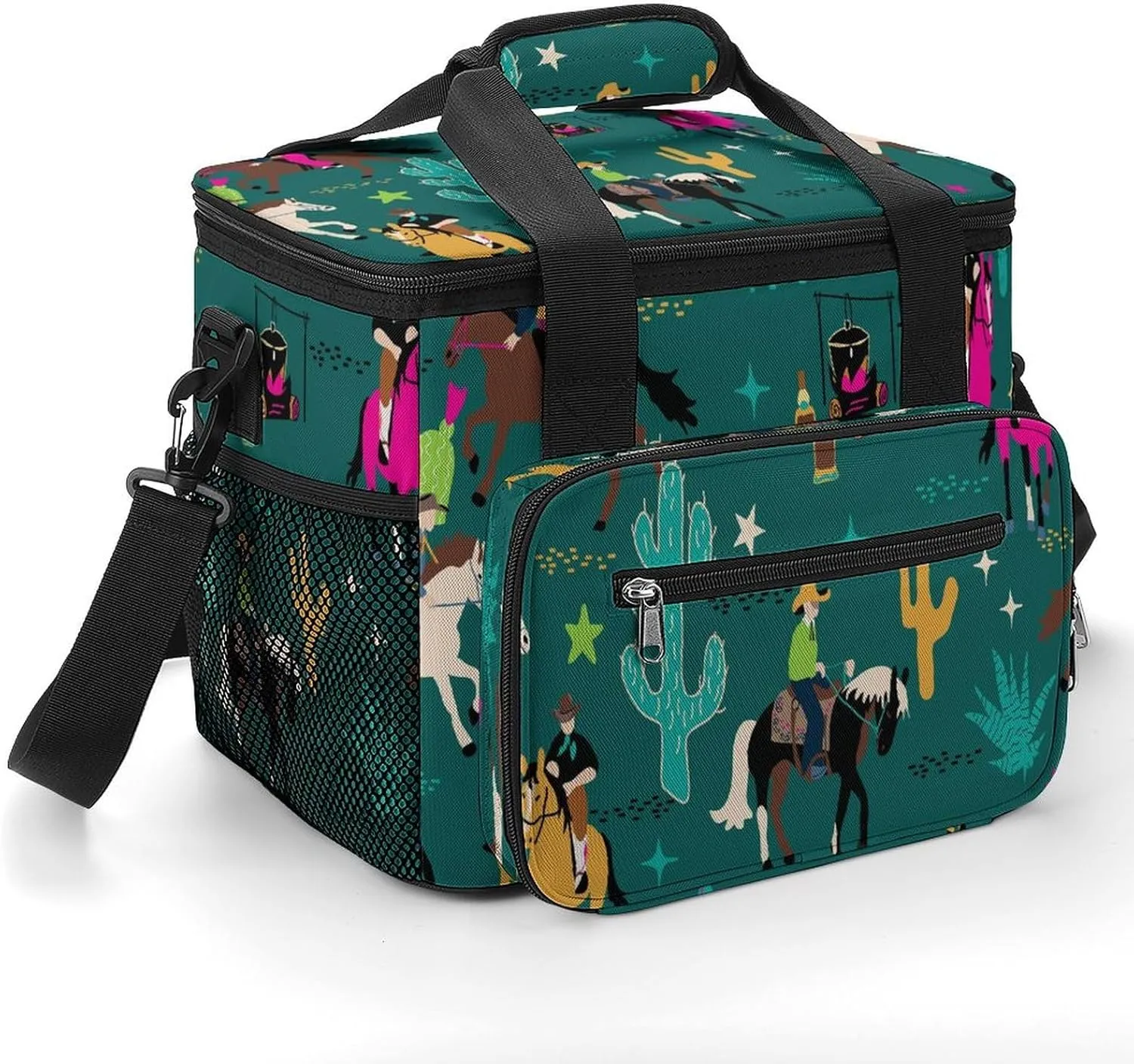 Cowboys Cacti Star 22.5L Insulated Camping Coolers Bag Horses Large Leakproof Ice Chest for Beach Travel Picnic