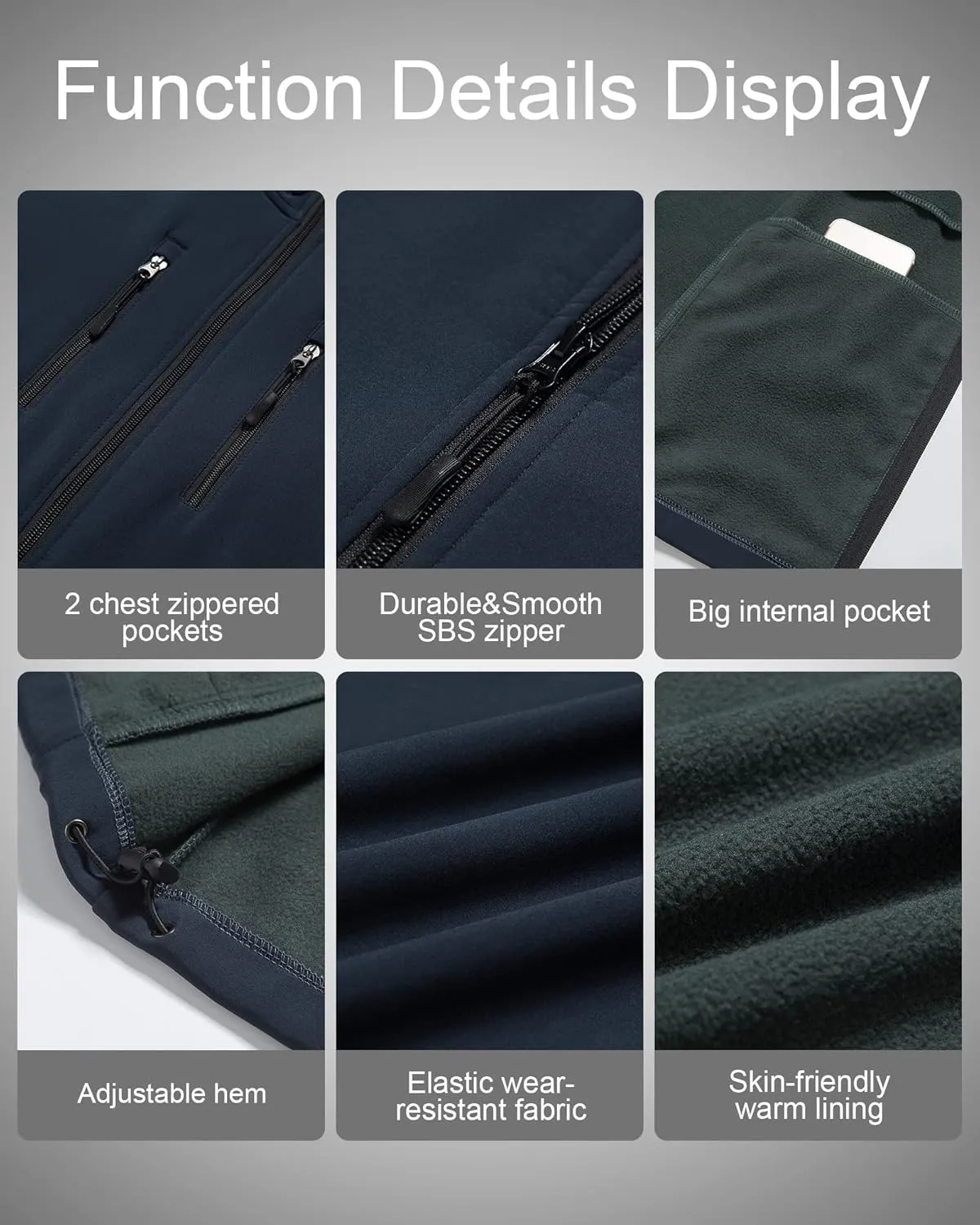 CREATMO US Men's Casual Lightweight Warm Thin Outerwear Vest Windbreaker Sleeveless Jacket With Removable Hood