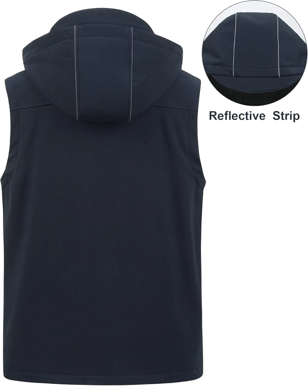 CREATMO US Men's Casual Lightweight Warm Thin Outerwear Vest Windbreaker Sleeveless Jacket With Removable Hood