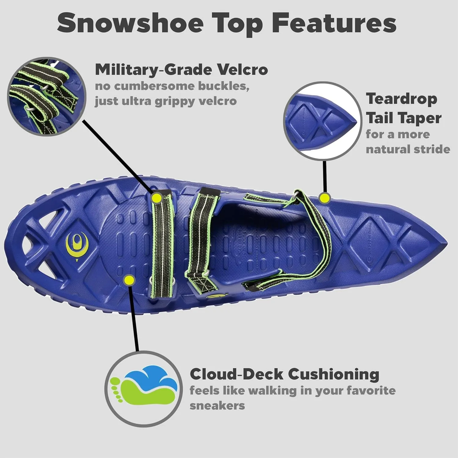 Crescent Moon Luna Unisex Ultralight EVA Foam Snowshoes for Men & Women – Ideal for Hiking, Running, Adults with Dual Density Rocker Cloud Deck and Ice Spikes