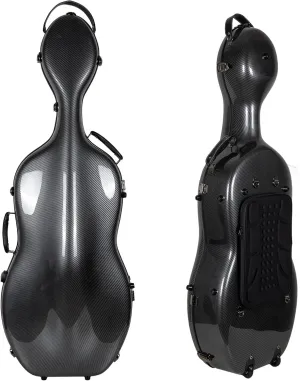 Crossrock Ultra-light Fiberglass Cello Case with Wheels-Fits 4/4 Full-size Cello- Includes Padded Music Pouch, 3 Handles, Removable Shoulder Straps, TSA Lock-Black (CRF5030CEFBK)